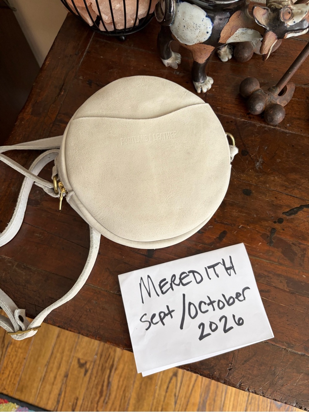 Portland Leather Small Circle Crossbody Bag - Beluga